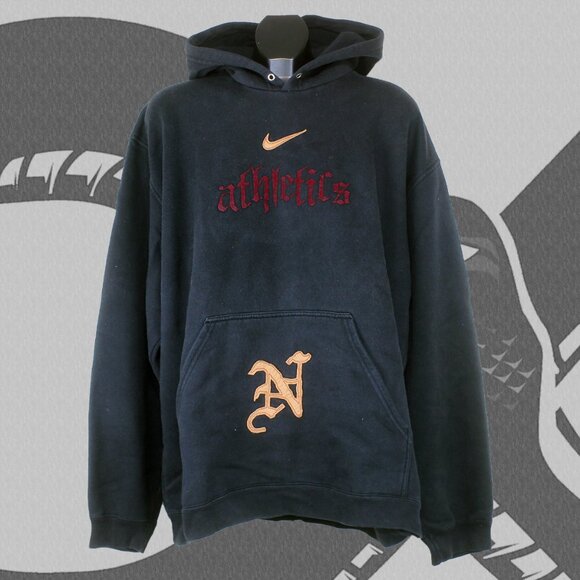 Vintage 90s/00s Nike Hoodie Mid Swoosh Men's XXL Black - Picture 1 of 5